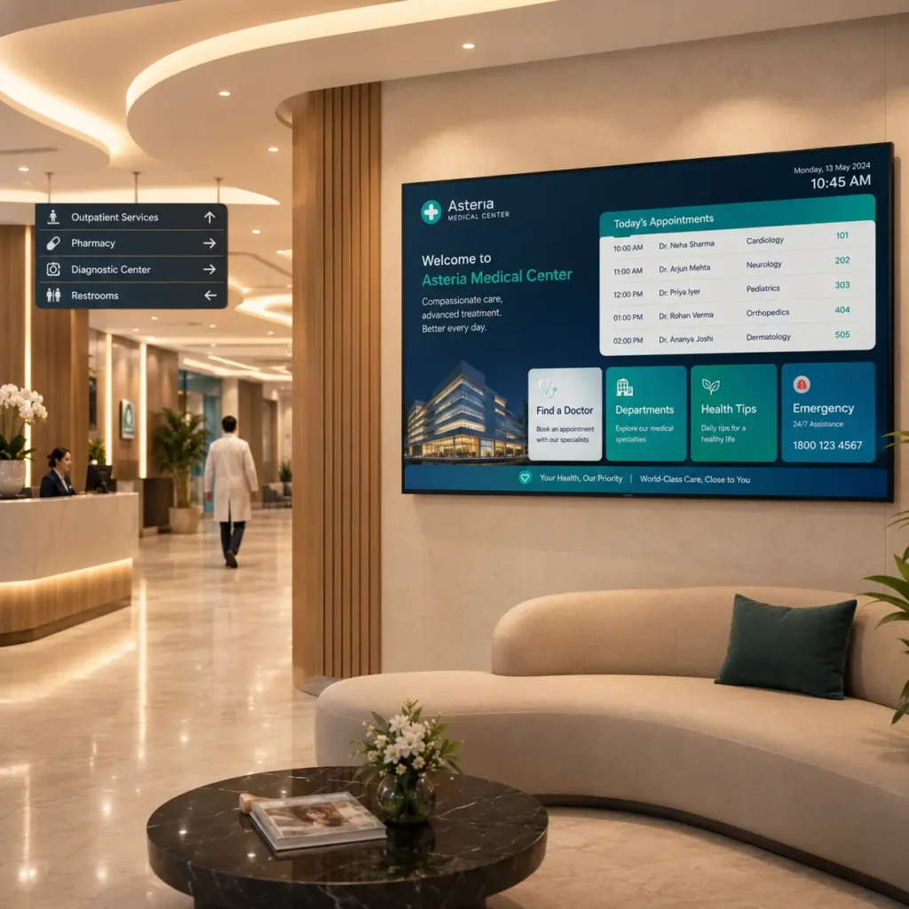 hosptial reception digital signage