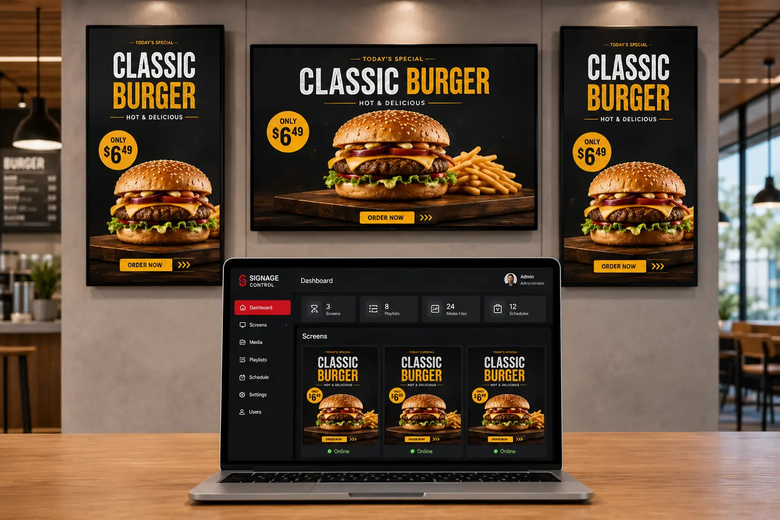 digital signage mangement system for resturants